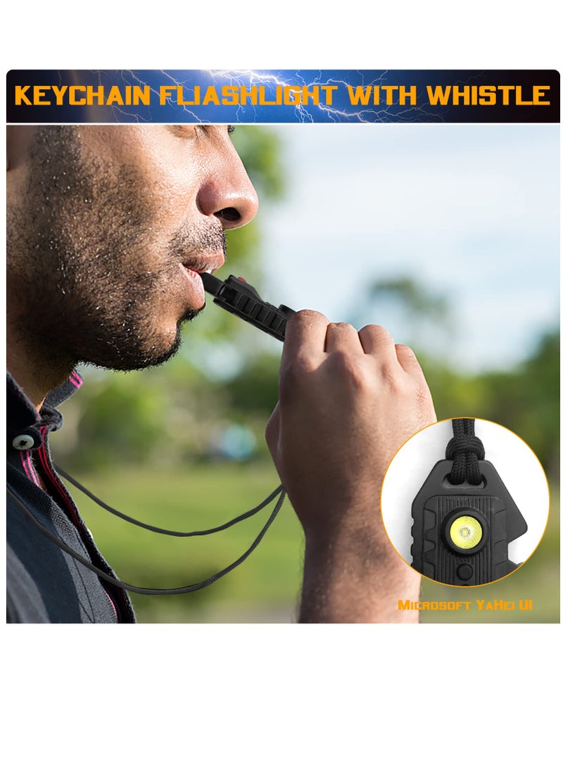 Bright Rechargeable LED Keychain Flashlights 2 Pcs Portable Magnetic Pocket Light with Whistle Bottle Opener for Fishing Camping - Image 5