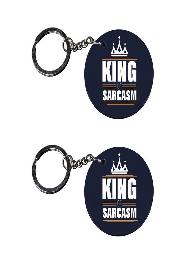 Tinywalk Set of 2 | Circle Shape Printed Wooden Keychains King | Circle Shape keyrings | Circle Shape Keychains| Printed keyrings - Image 1