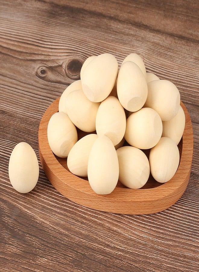 DAHI Easter Wooden Eggs-20pcs 1.6inch Smooth Standable Wooden Easter Eggs Unfinished Wood Eggs for Painting and Decorating(40 * 30mm) - Image 3