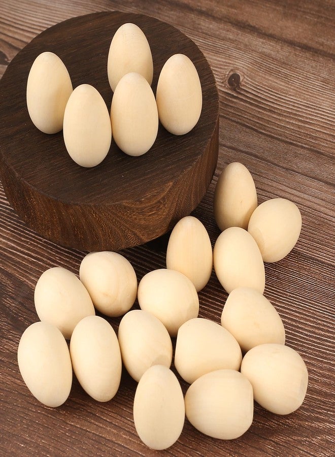 DAHI Easter Wooden Eggs-20pcs 1.6inch Smooth Standable Wooden Easter Eggs Unfinished Wood Eggs for Painting and Decorating(40 * 30mm) - Image 1