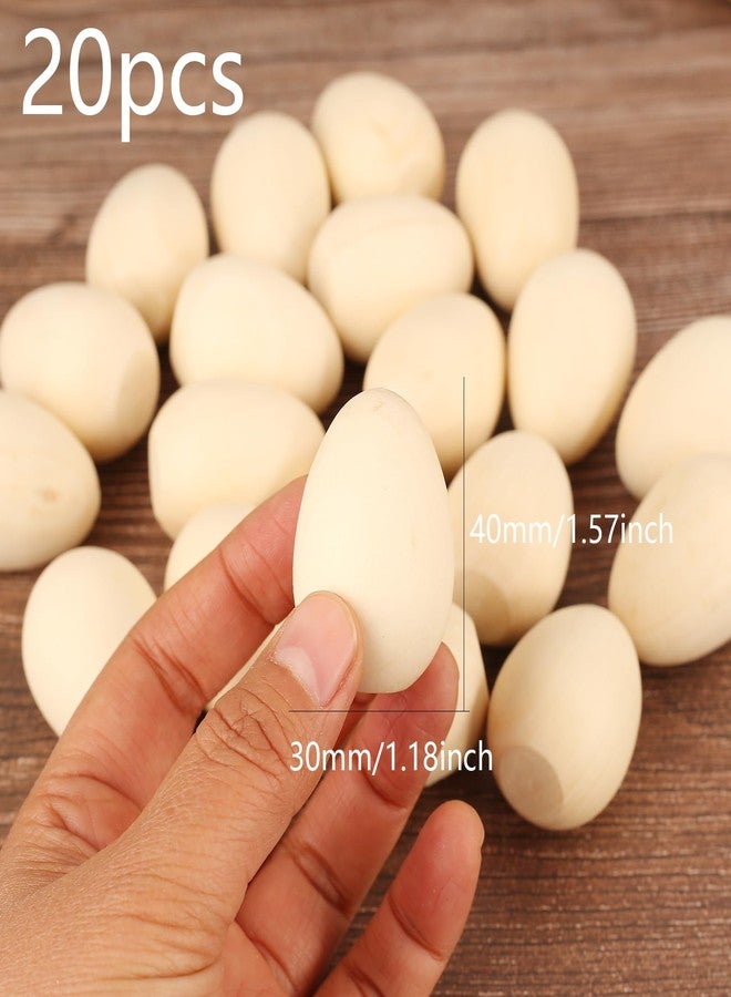 DAHI Easter Wooden Eggs-20pcs 1.6inch Smooth Standable Wooden Easter Eggs Unfinished Wood Eggs for Painting and Decorating(40 * 30mm) - Image 2