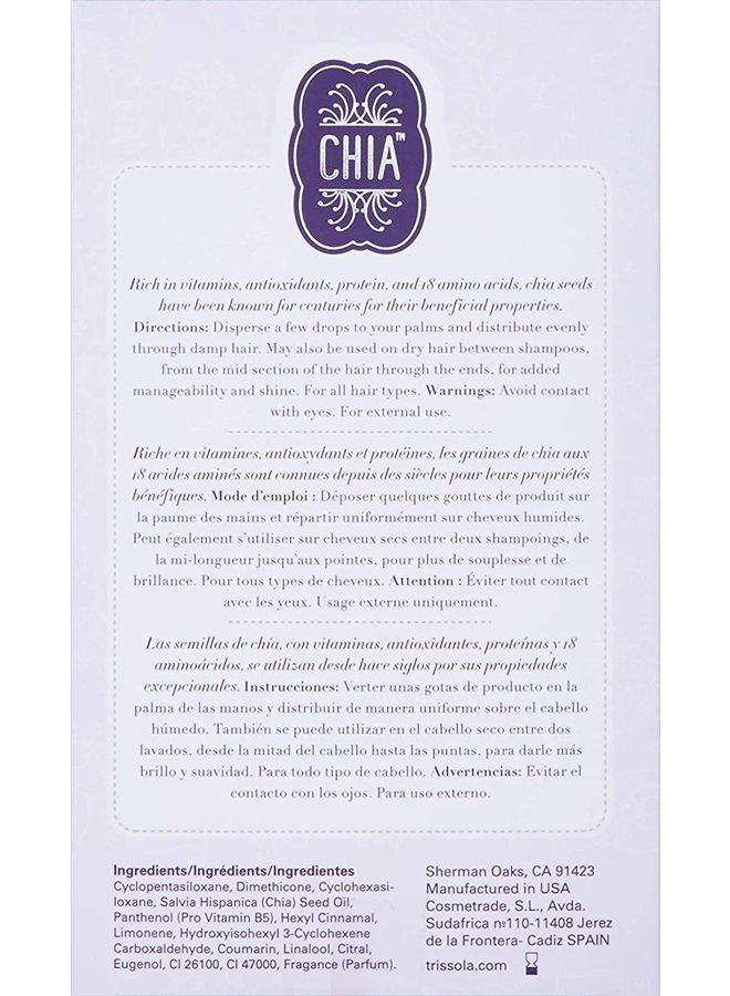 Trissola Chia Hair Smoothing Oil - Nourishing Leave-In Hair Oil With Antioxidants (2 oz) - Image 3
