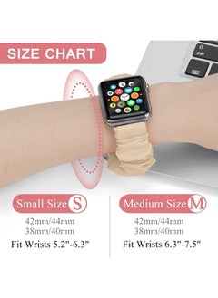 Scrunchie Watch Bands for Women Compatible with Apple Watch Bands Series 8 7 6 5 4 3 2 1 SE, Soft Elastic Replacement Wristband for iWatch Bands 38mm 40mm 41mm 42mm 44mm 45mm (MTea 3M)