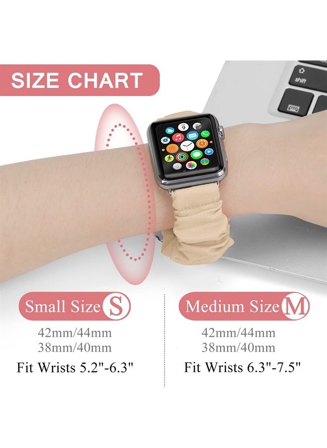 MEULOT - Scrunchie Watch Bands for Women Compatible with Apple Watch Bands Series 8 7 6 5 4 3 2 1 SE, Soft Elastic Replacement Wristband for iWatch Bands 38mm 40mm 41mm 42mm 44mm 45mm (MTea 3M) - Image 1
