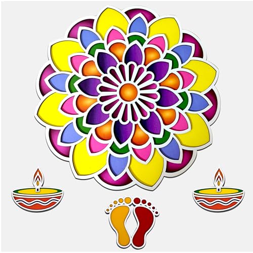 SWAGSTATION Ready Rangoli Design Set for Diwali Decoration | Pre-Made Rangoli Patterns with Vibrant Colors | Easy to Use Rangoli for Kids, Adults & Beginners | Festival Floor Decoration Kit | Design No (Mandala) - Image 1
