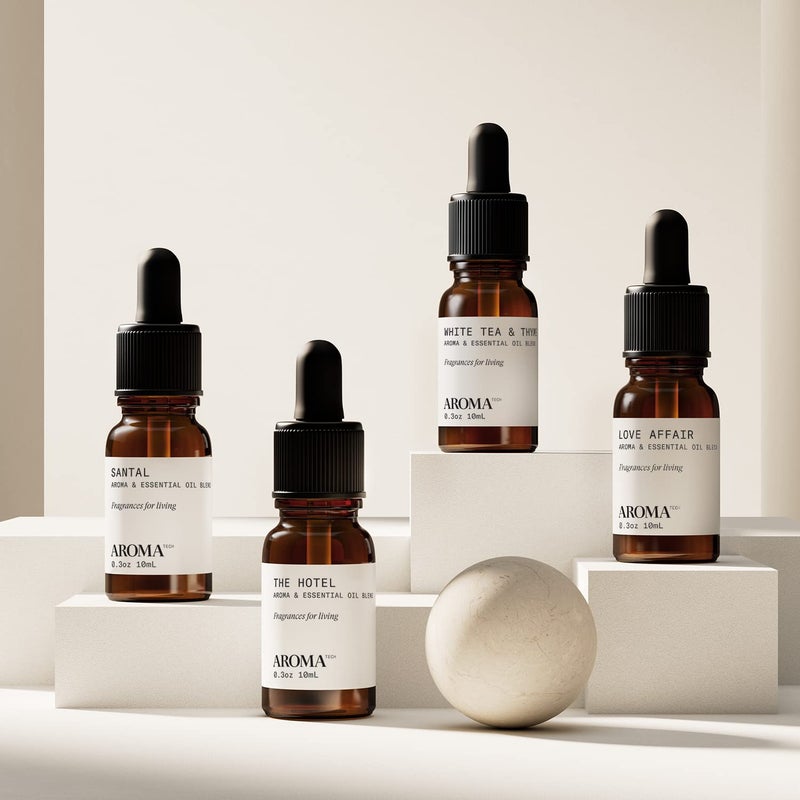 AromaTech The Bestsellers Set | Gift Set of Aroma Diffuser Essential Oils Blend of Santal, The Hotel, White Tea & Thyme, and Love Affair - 10 mL (4 Pack) - Image 3
