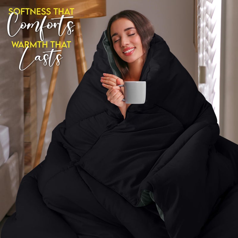 Utopia Bedding Comforter Duvet Insert, Quilted Comforter with Corner Tabs, Box Stitched Down Alternative Comforters Twin Size (Black/Grey) - Image 5