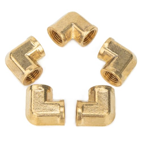 LTWFITTING Brass Pipe Fitting Female 90 Deg 1/4-Inch NPT Elbow Fuel Air(Pack of 5) - Image 1