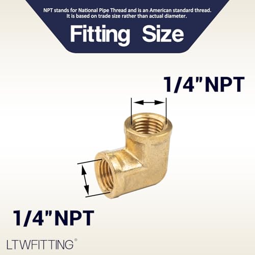 LTWFITTING Brass Pipe Fitting Female 90 Deg 1/4-Inch NPT Elbow Fuel Air(Pack of 5) - Image 2