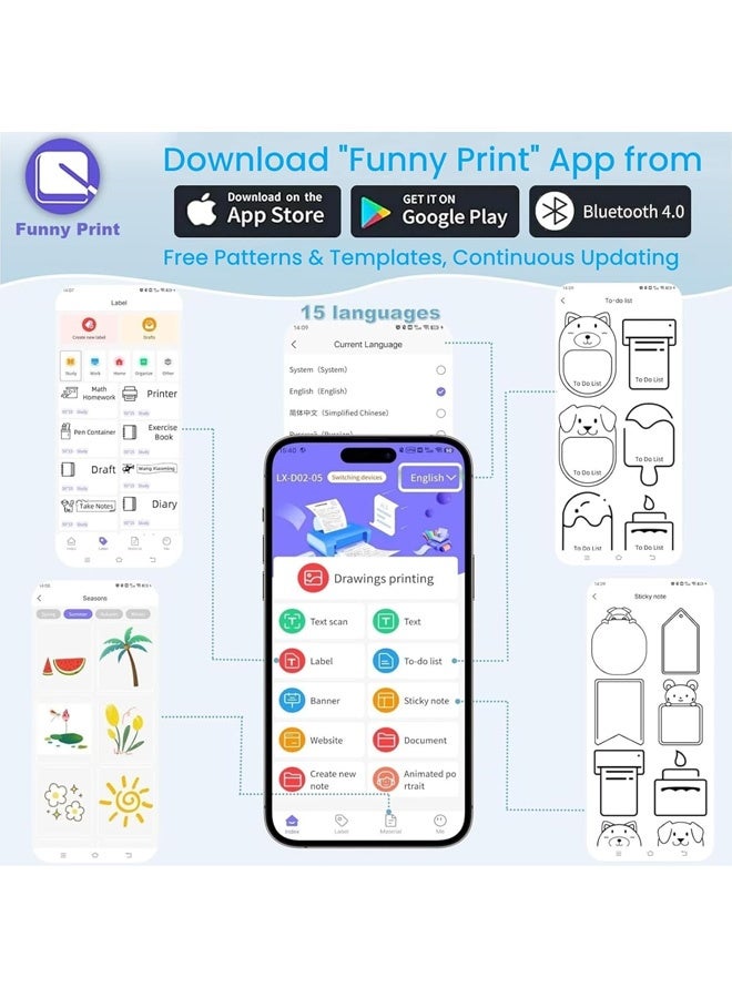Mini Portable Bluetooth Label Printer, for Office Home Organization and Small Business Supplies,with 1 Roll White Label Sticker, White - Image 2
