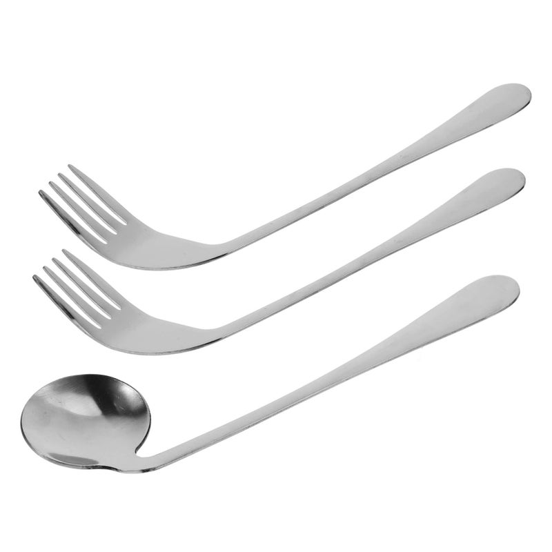 Angled Feeding Utensils 1 Set for Seniors and Patients with Limited Mobility Featuring Ergonomic Fork and Spoon Design That Reduces Wrist Stress - Image 2