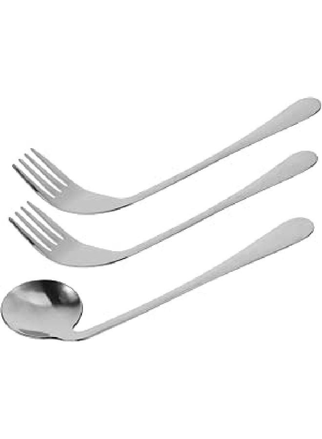 Angled Feeding Utensils 1 Set for Seniors and Patients with Limited Mobility Featuring Ergonomic Fork and Spoon Design That Reduces Wrist Stress - Image 1