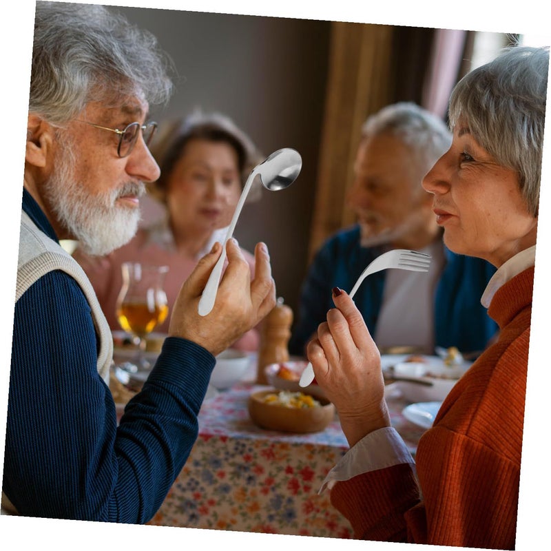 Angled Feeding Utensils 1 Set for Seniors and Patients with Limited Mobility Featuring Ergonomic Fork and Spoon Design That Reduces Wrist Stress - Image 5