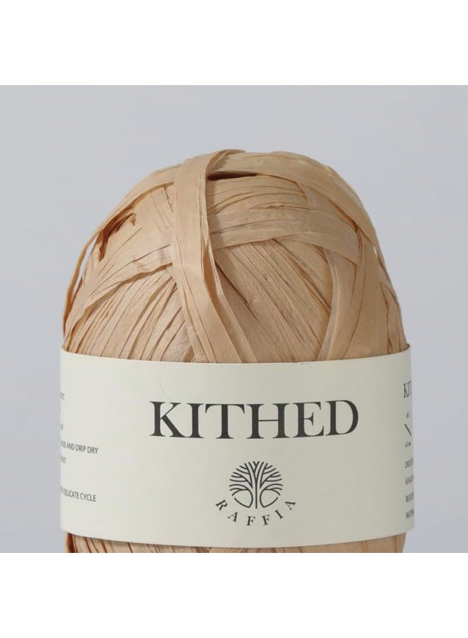KITHED RAFFIA YARN, soft raffia yarn for crochet，328ft，Smooth Raffia for Hand Knitting Summer Hats and Bags (03 Cream Brown) - Image 1