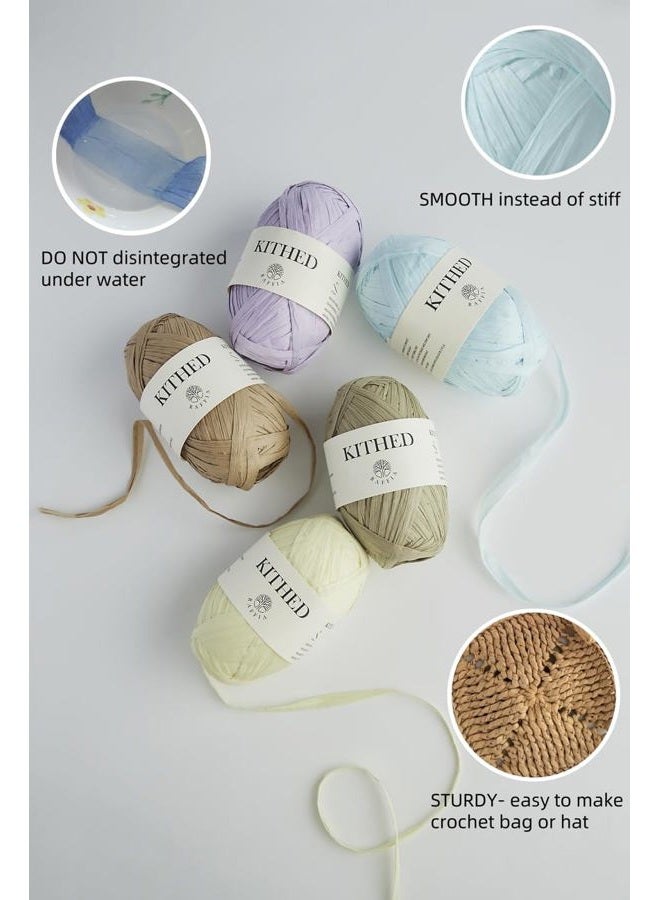 KITHED RAFFIA YARN, soft raffia yarn for crochet，328ft，Smooth Raffia for Hand Knitting Summer Hats and Bags (03 Cream Brown) - Image 3