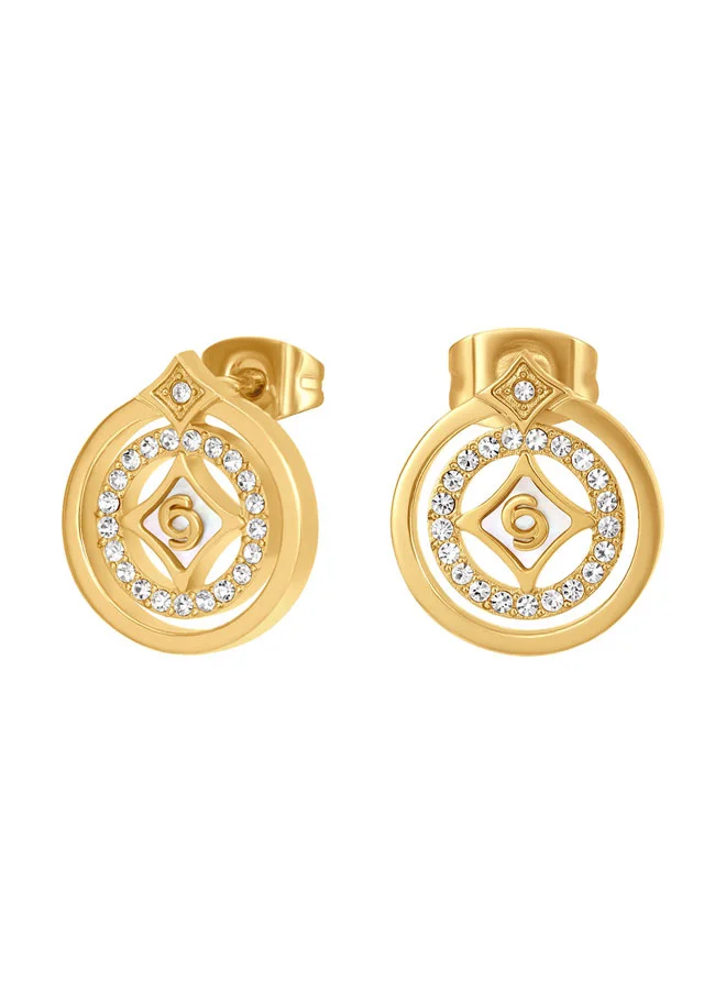CERRUTI 1881 Francesca Gold Round Motif Earrings for Women