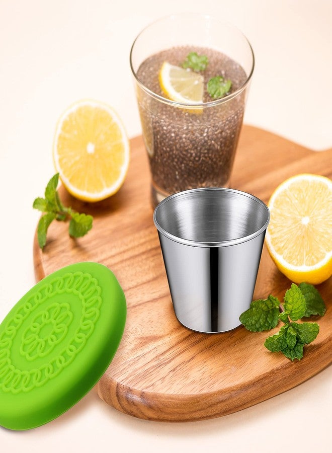 Potchen 20 Pack 2.5 oz Salad Dressing Container Small Condiment Containers with Leakproof Silicone Lids Stainless Steel Reusable Dipping Sauce Cups for Lunch Box Picnic Travel Kitchen Storage - Image 4