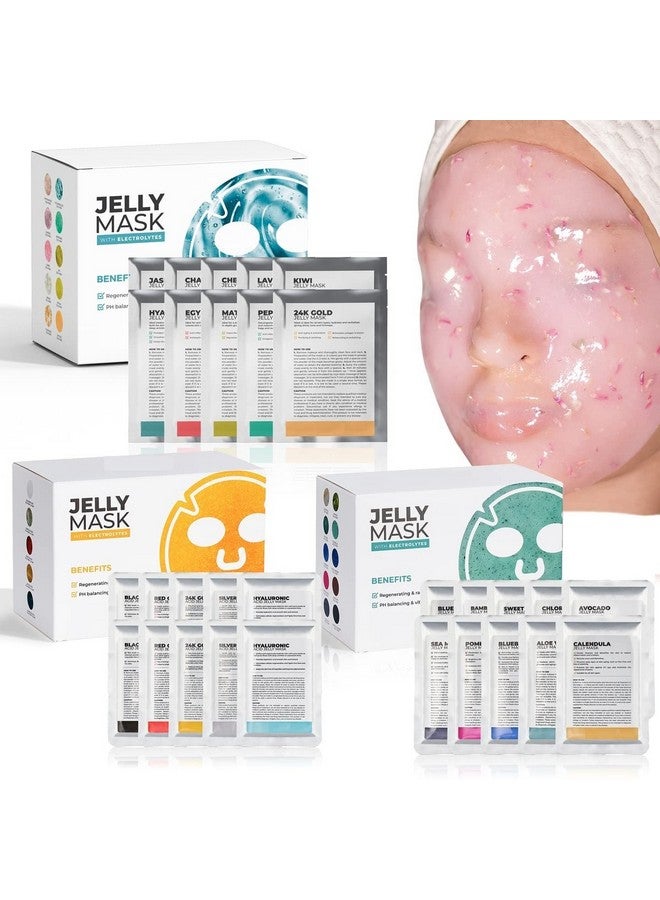 برون مجموعة قناع جيلي مكونة من 24 نكهات علاجية مختلفة، مجموعة من 30 قناعًا مطاطيًا للمراهقين والرجال والنساء - Image 1