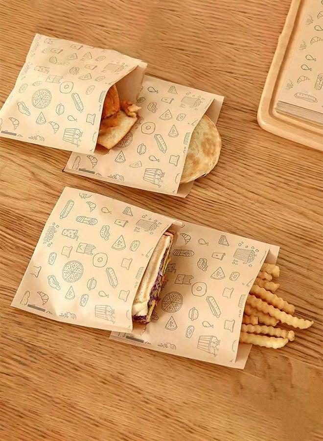 50pcs Oil proof paper bag,  baking and cookie sheet, baking storage bag, for sandwiches, bread, French fries, and snacks  - Image 1