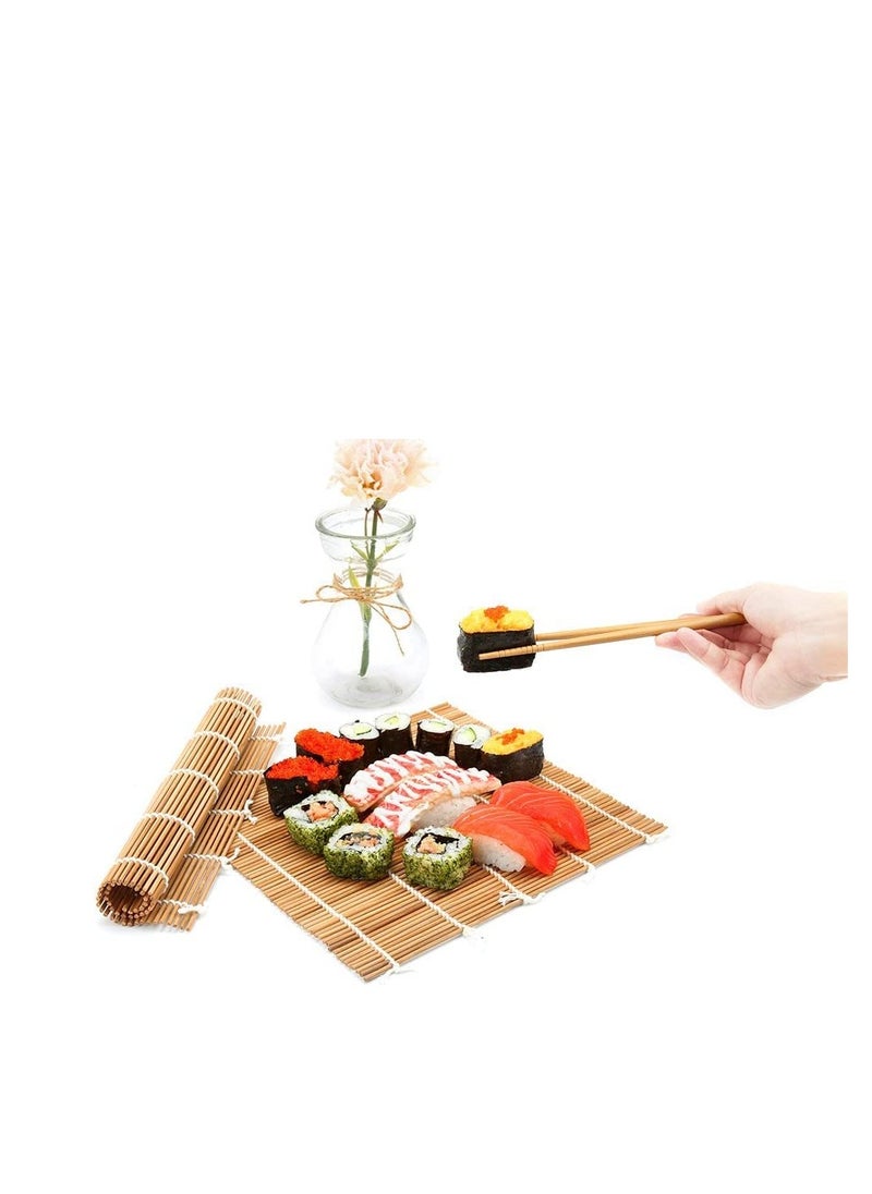 SYOSI - Sushi Making Kit, Bamboo Sushi Mat, Including 2 Sushi Rolling Mats, 5 Pairs of Chopsticks, 1 Paddle, 1 Spreader, 1 Beginner Guide PDF, Roll On, Beginner Sushi Kit - Image 1