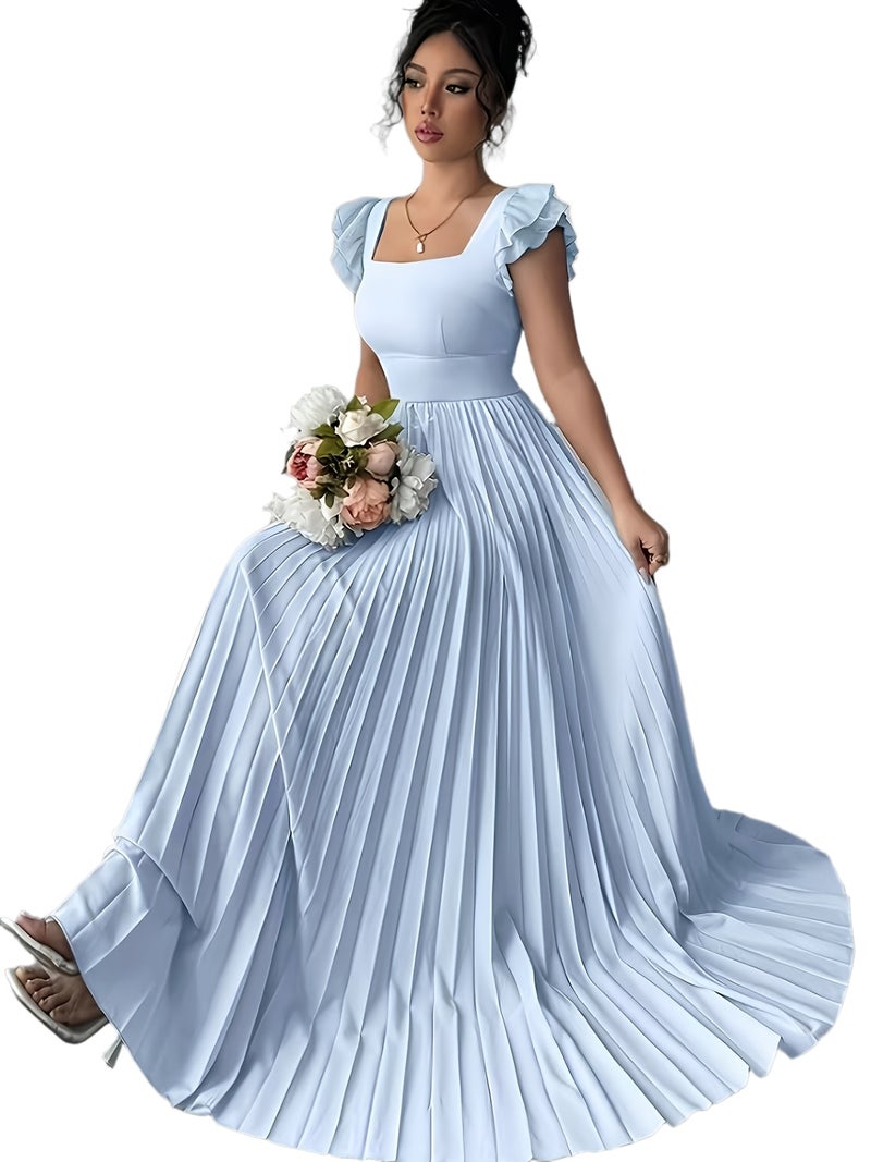 Women'S Elegant Pleated Hem Long Dress - Image 1