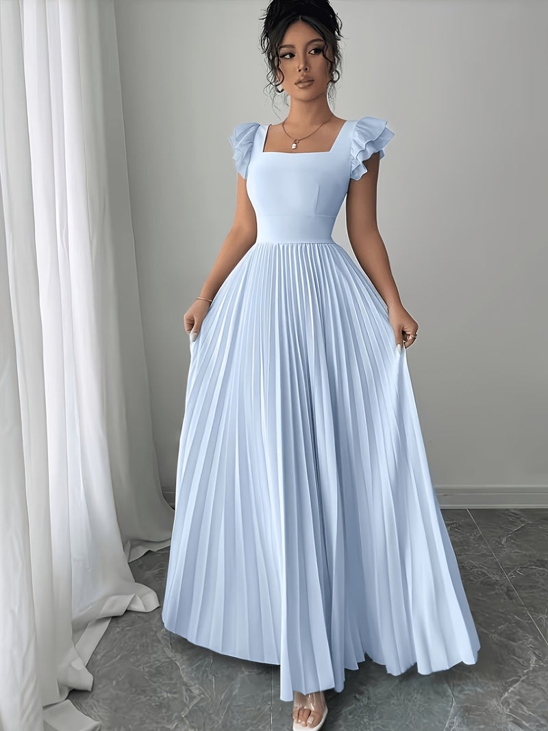 Women'S Elegant Pleated Hem Long Dress - Image 2