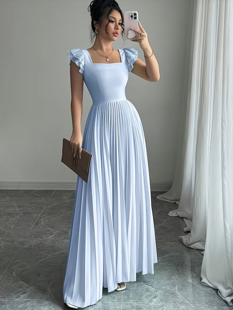 Women'S Elegant Pleated Hem Long Dress - Image 4