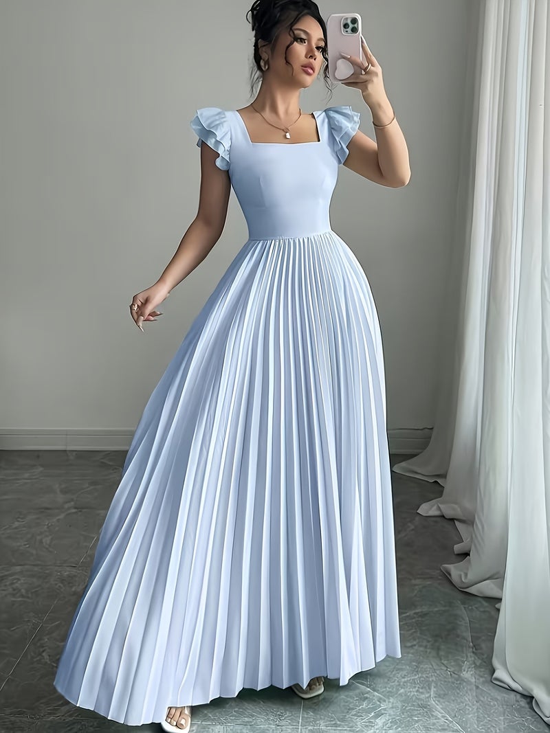 Women'S Elegant Pleated Hem Long Dress - Image 3