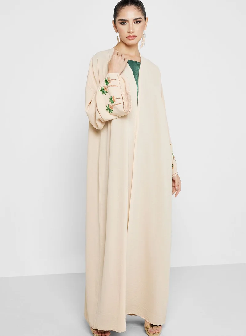 Khizana Embellished Sleeve Detail Abaya With Sheila