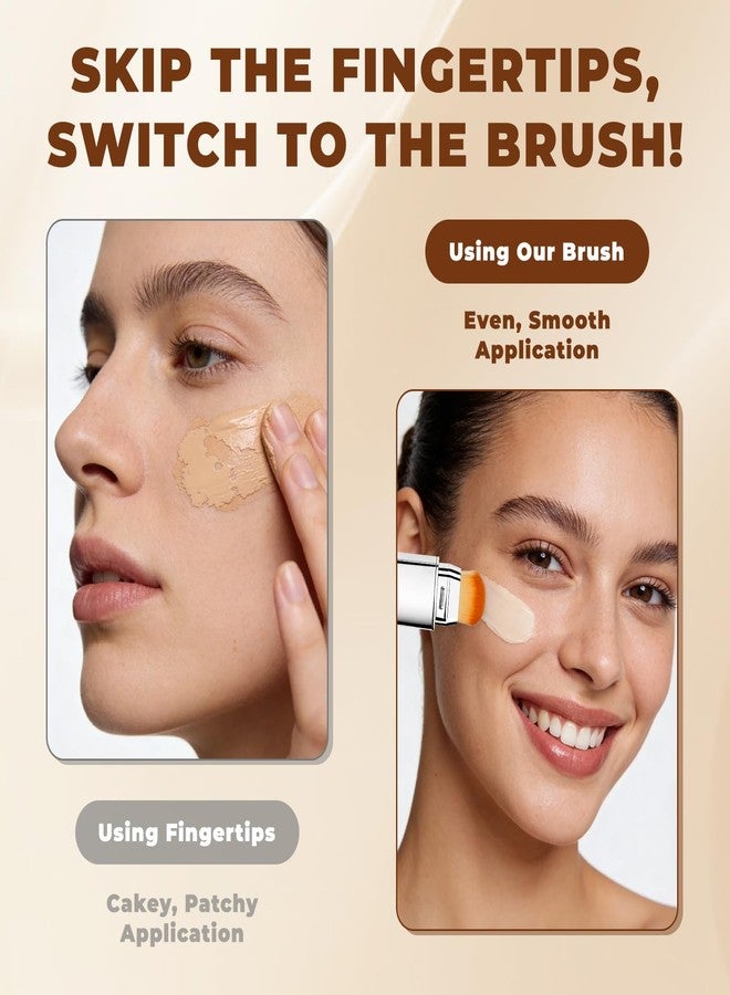JoaumiSet korean foundation stick with color-changing tone matching formula - lightweight cream foundation for natural finish, waterproof long-lasting face makeup with brush for all skin types (natural color) - Image 3
