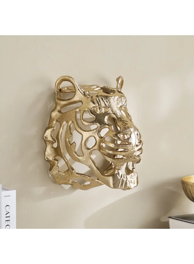 Home Box Viola Aluminium Tiger Face Wall Decor - 23x29x30 cm