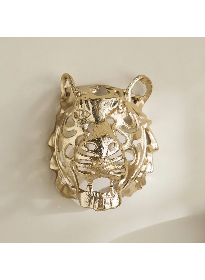 Home Box Viola Aluminium Tiger Face Wall Decor - 23x29x30 cm
