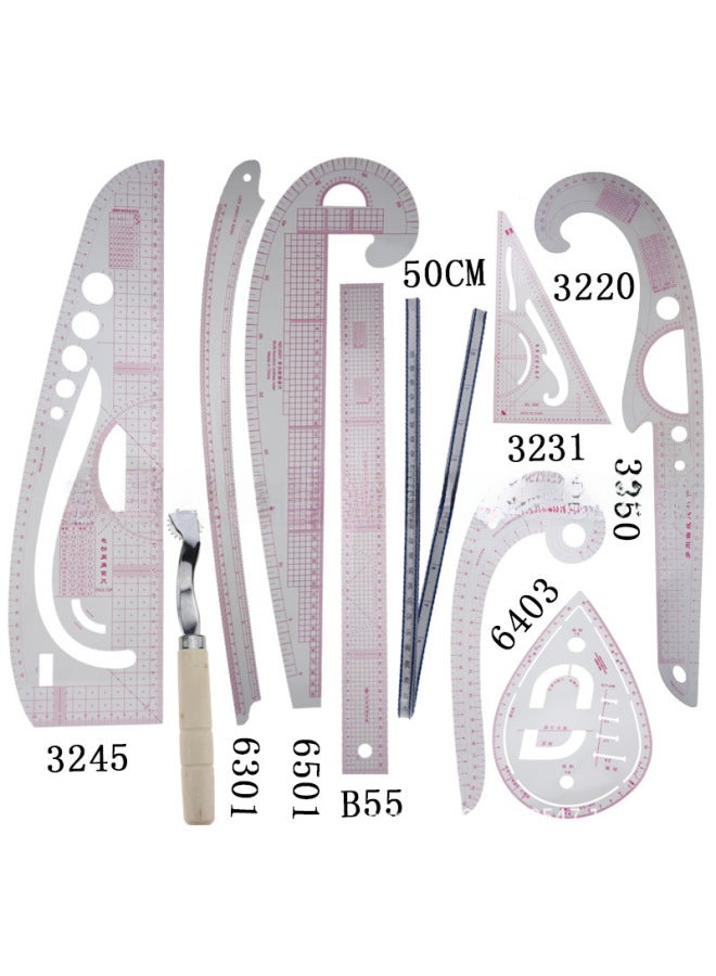 Thumb Clothing Ruler Cutting Ruler Sleeve Cage Ruler Ruler Curve Ruler Button Arc Ruler Set - Image 3