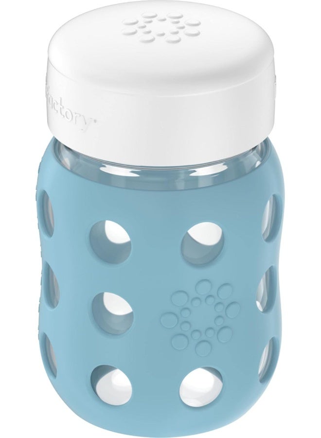 Lifefactory 8-Ounce Wide Neck Glass Baby Bottle with Protective Silicone Sleeve and Flat Cap, Denim - Image 2