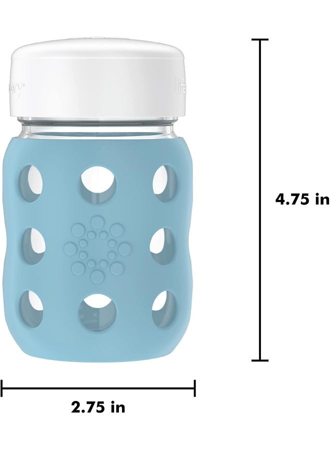 Lifefactory 8-Ounce Wide Neck Glass Baby Bottle with Protective Silicone Sleeve and Flat Cap, Denim - Image 4