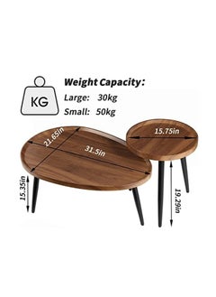 WISFOR Wood Nesting Coffee Table Wood Nesting Coffee Table Set of 2 Walnut End Tables Sofa Tables for Living Room Bedroom Hotel  - Image 2