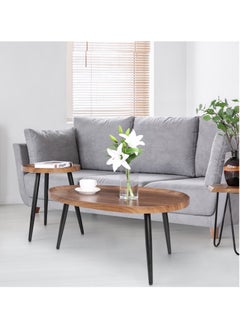 WISFOR Wood Nesting Coffee Table Wood Nesting Coffee Table Set of 2 Walnut End Tables Sofa Tables for Living Room Bedroom Hotel  - Image 5