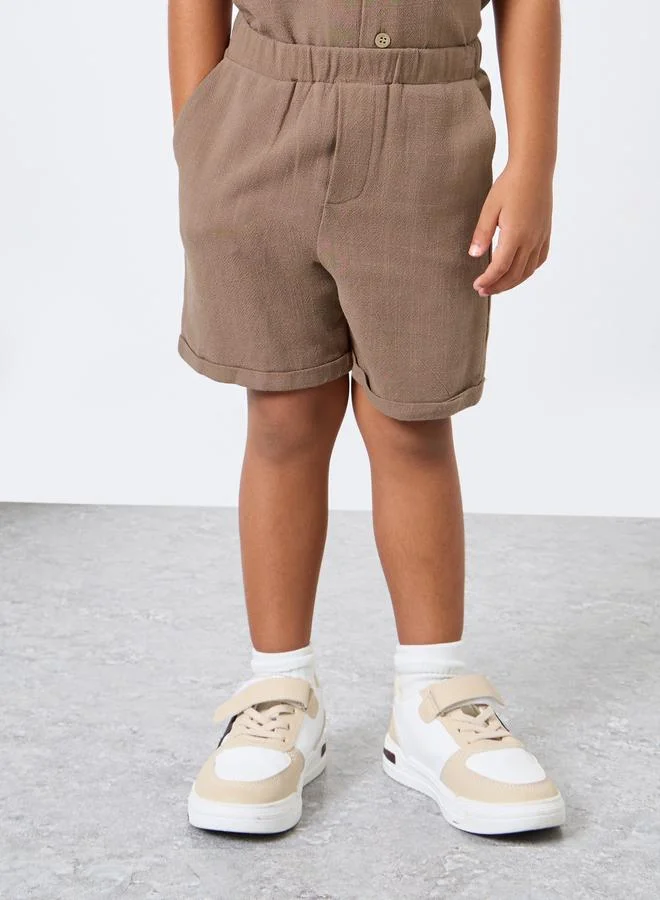 Styli Styli Linen Look Pocket Detail Shirt and Shorts Set