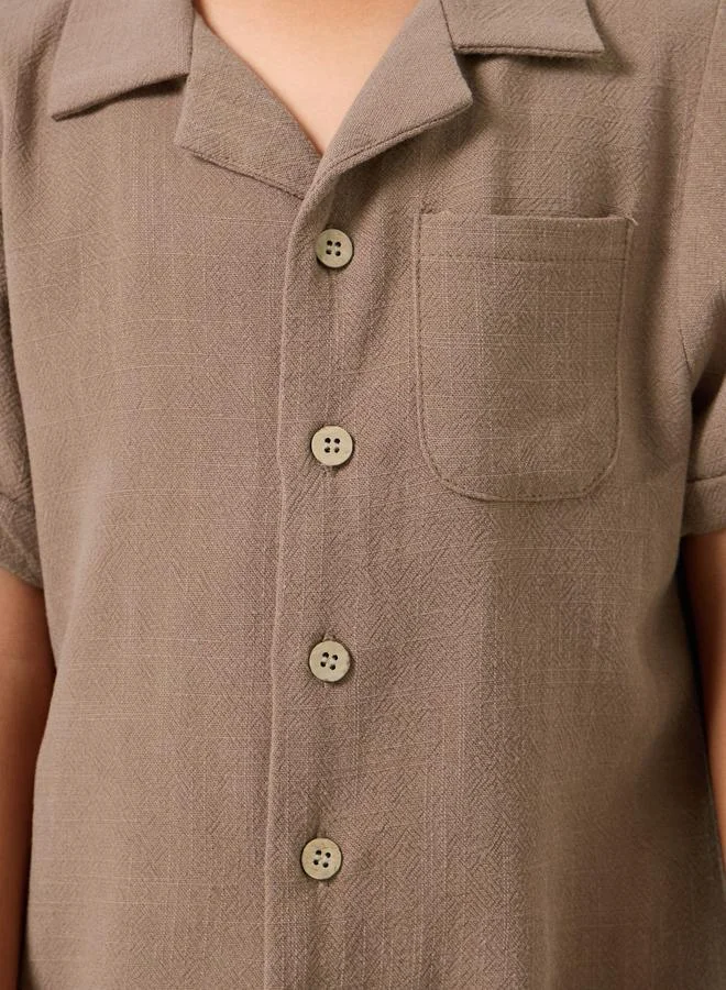 Styli Styli Linen Look Pocket Detail Shirt and Shorts Set