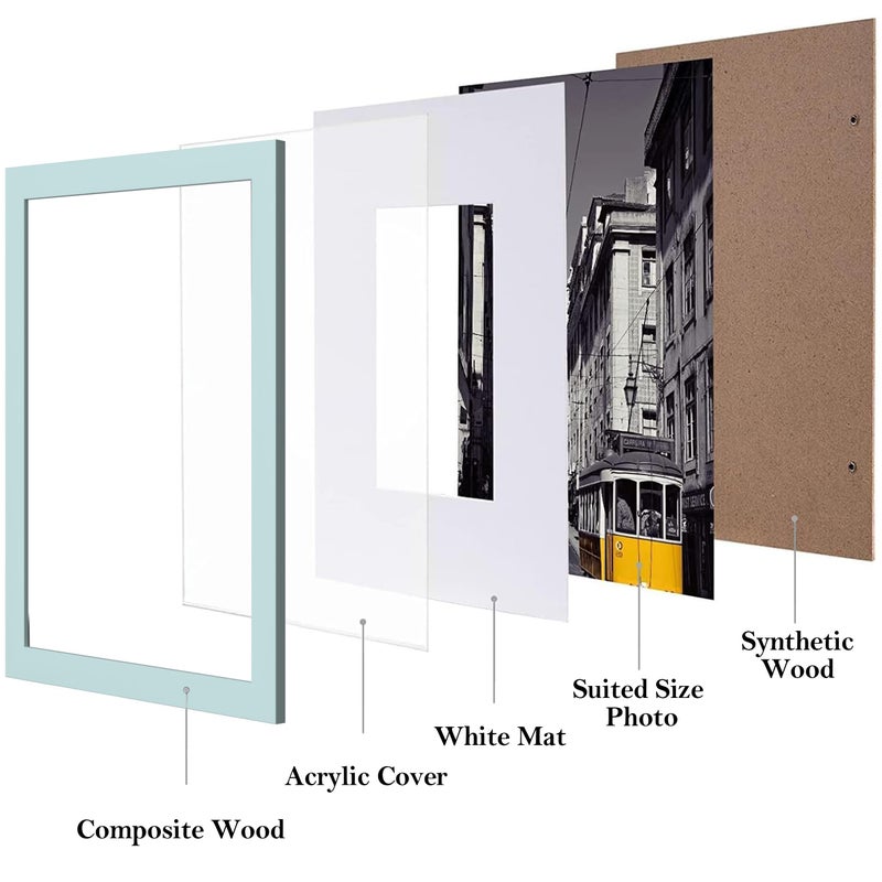 eletecpro 8x10 Picture Frames Set of 10  Picture Frame Collage Wall Decor Display 5x7 Photo with Mat or 8x10 Without Mat  Home Decor Gallery Frame for Table Top or Wall Mounting  Sky Blue - Image 2