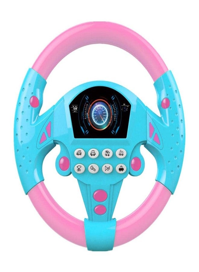 JRS TRADERS JRS Kids Interactive Electronic Steering Wheel Toy with Lights, Sounds & Music - Educational Pretend Driving Simulator for Toddlers & Children (PINK/BLUE) - Image 1