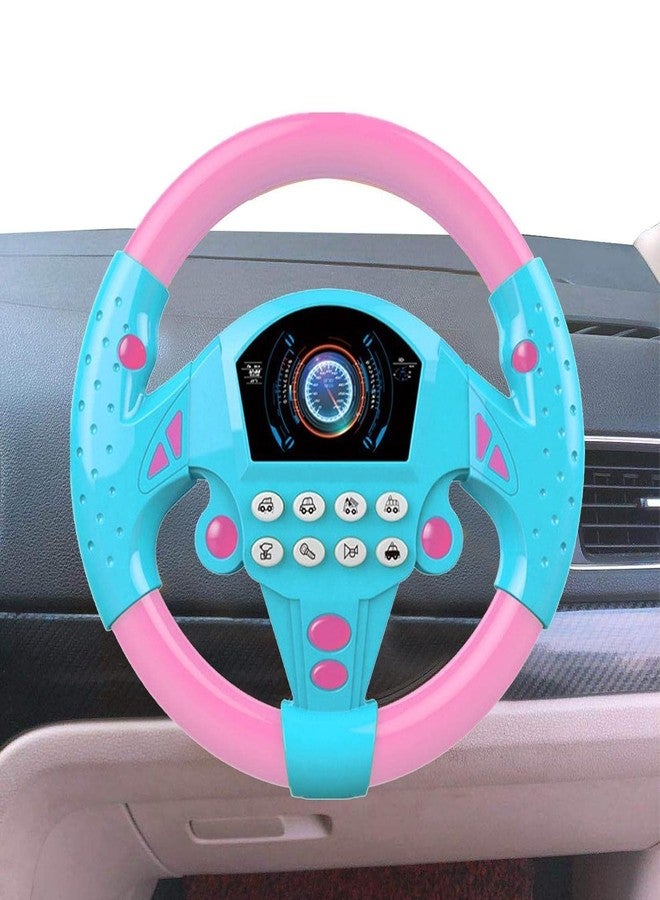 JRS TRADERS JRS Kids Interactive Electronic Steering Wheel Toy with Lights, Sounds & Music - Educational Pretend Driving Simulator for Toddlers & Children (PINK/BLUE) - Image 4