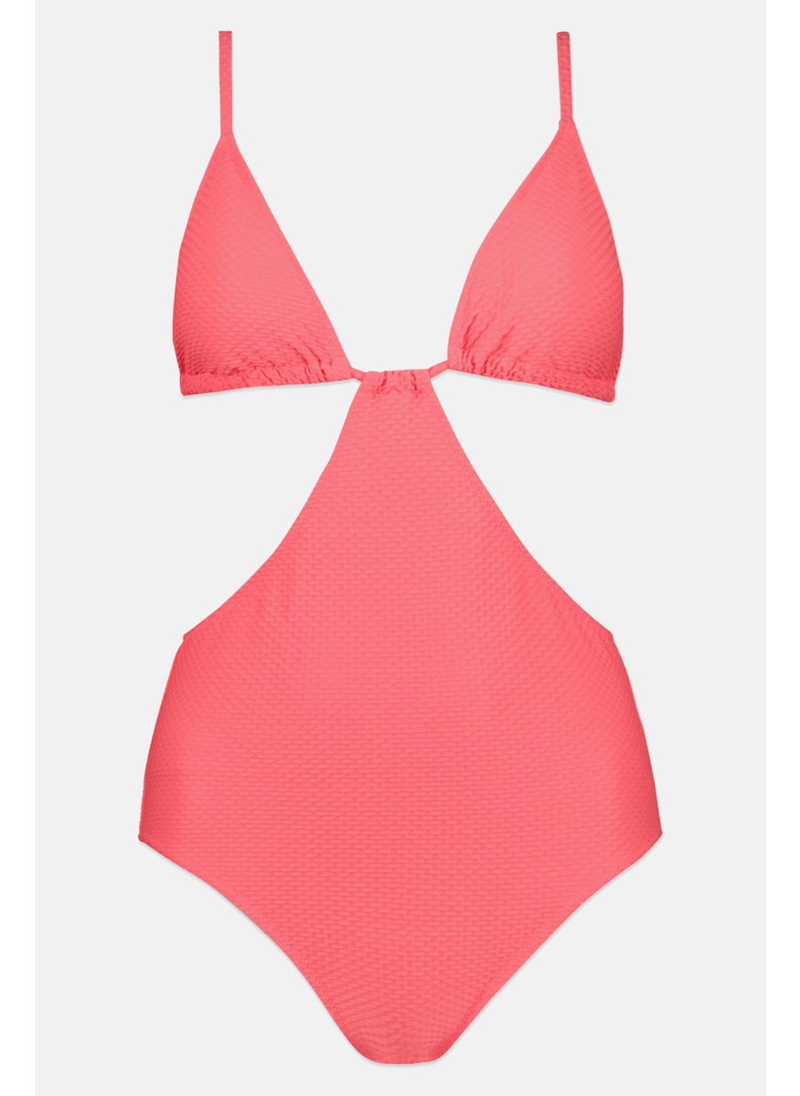 Aerie Women Textured One Piece Swimwear, Pink  - Image 1