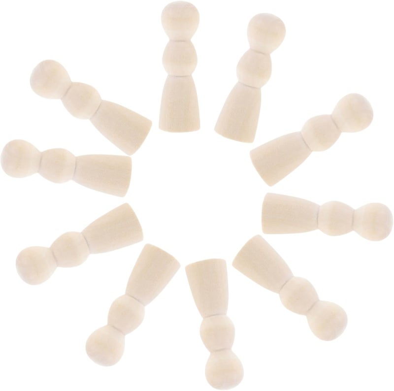 Operitacx 10pcs Unfinished Wooden Peg Dolls for Crafts Natural Wood Small Puppets for Painting Creative Wood Crafts for Boys and Girls and Adults for Dollhouses and Room Decoration - Image 1