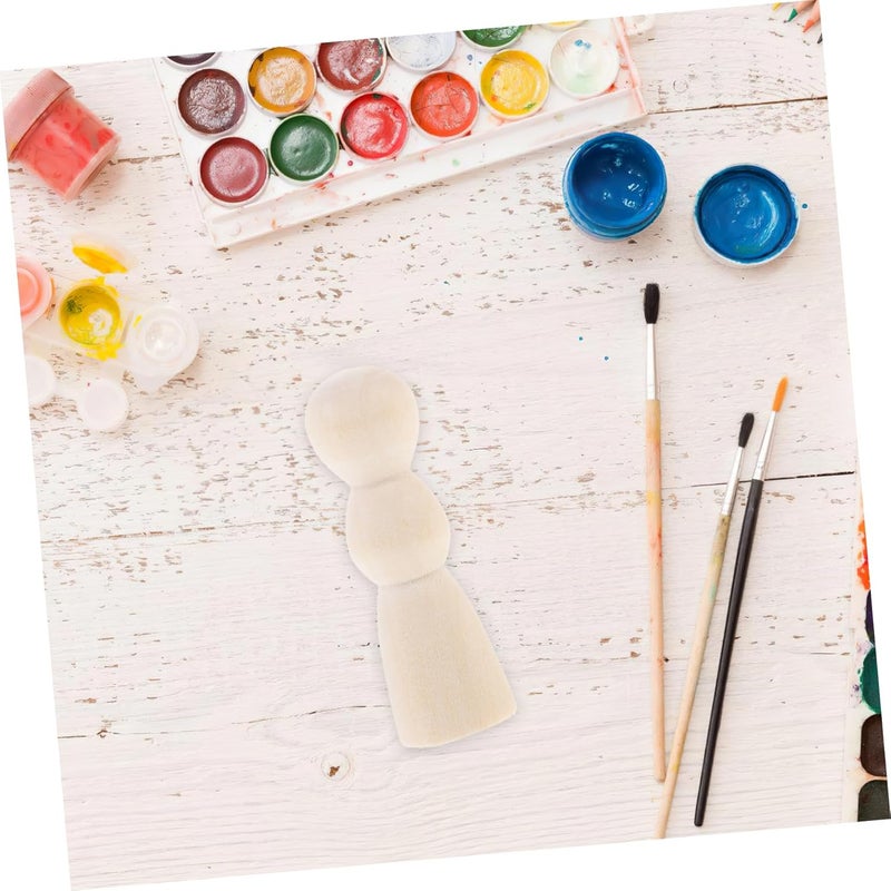 Operitacx 10pcs Unfinished Wooden Peg Dolls for Crafts Natural Wood Small Puppets for Painting Creative Wood Crafts for Boys and Girls and Adults for Dollhouses and Room Decoration - Image 4