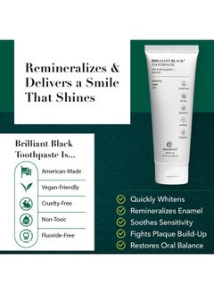Terra & Co. Terra & Co. Brilliant Black Hydroxyapatite Charcoal Toothpaste for Whitening Teeth - Natural Vegan Sensitive Teeth Whitening Remineralizing Toothpaste Without Fluoride & SLS - Mint, 3.4 Ounces  - Image 4