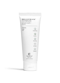 Terra & Co. Terra & Co. Brilliant Black Hydroxyapatite Charcoal Toothpaste for Whitening Teeth - Natural Vegan Sensitive Teeth Whitening Remineralizing Toothpaste Without Fluoride & SLS - Mint, 3.4 Ounces  - Image 1