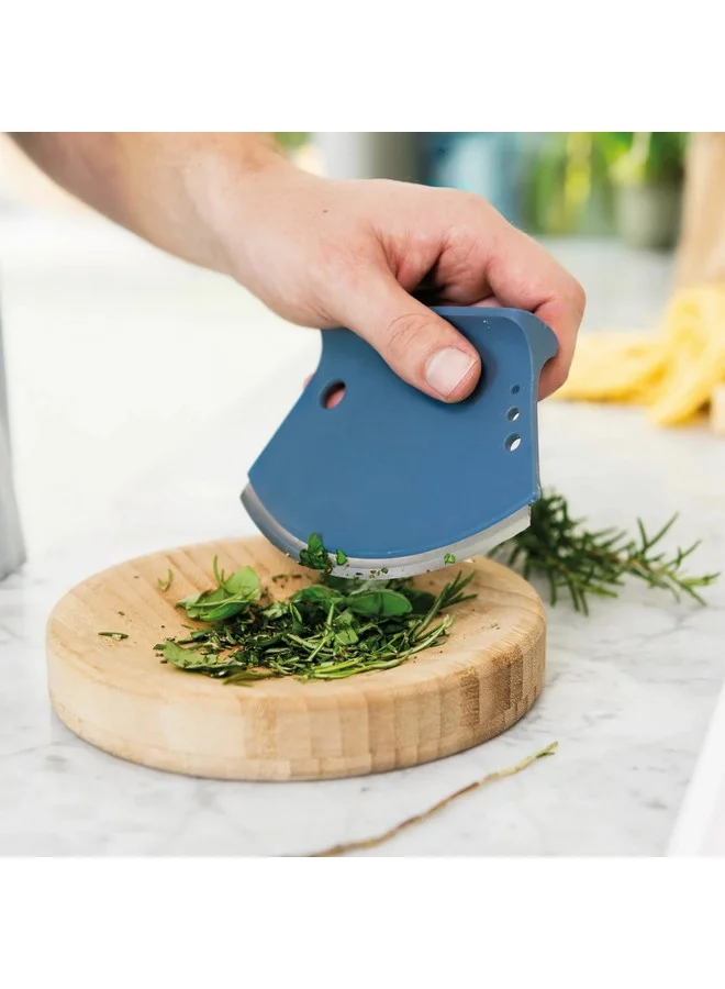 Berghoff Leo High Quality Herb Cutter with Cutting Bowl and Integrated Herb Stripper Blue and Brown 7 x 17 x 17 cm 3950021