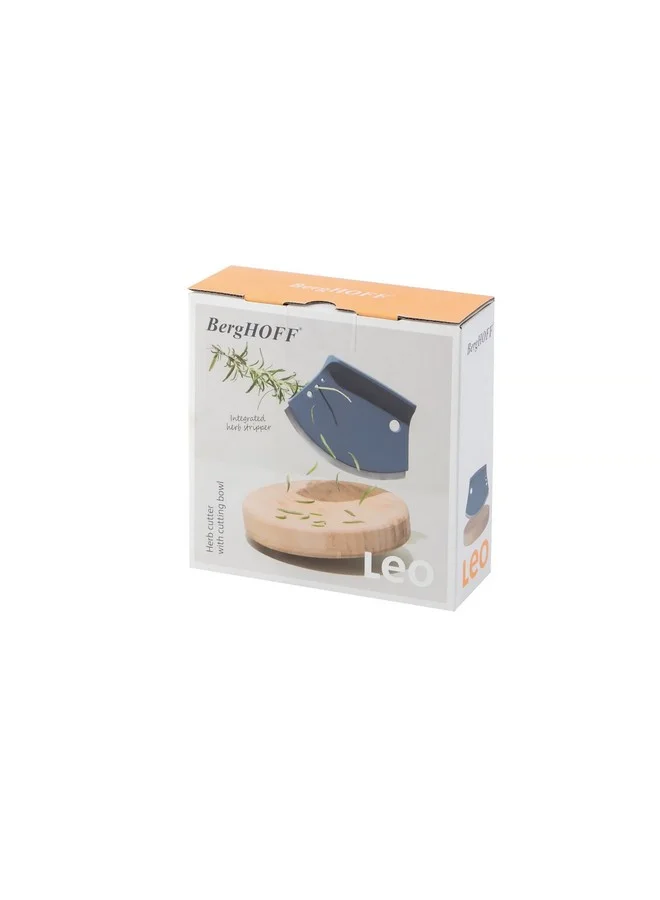 Berghoff Leo High Quality Herb Cutter with Cutting Bowl and Integrated Herb Stripper Blue and Brown 7 x 17 x 17 cm 3950021