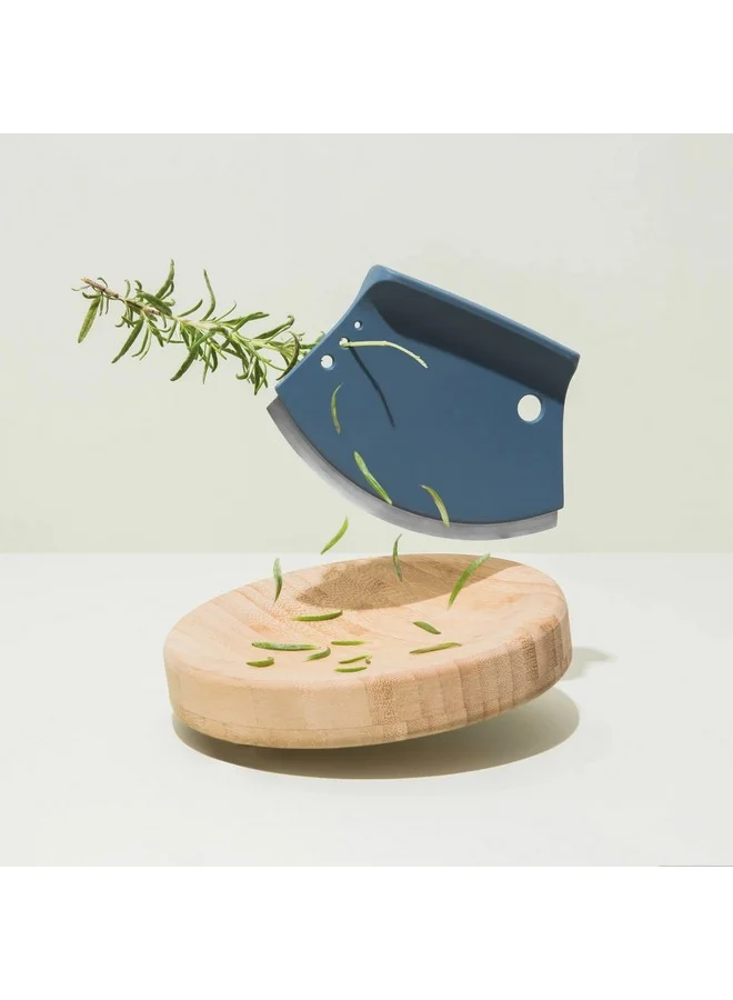 Berghoff Leo High Quality Herb Cutter with Cutting Bowl and Integrated Herb Stripper Blue and Brown 7 x 17 x 17 cm 3950021